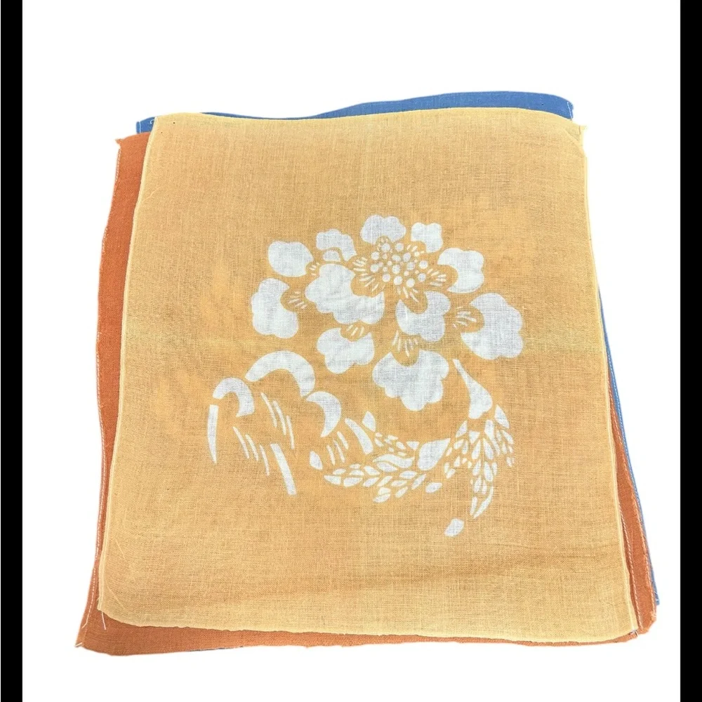 Set Of 8 Multicolor Japanese Cotton Tenugui Hand Towel Napkins W Floral Pattern